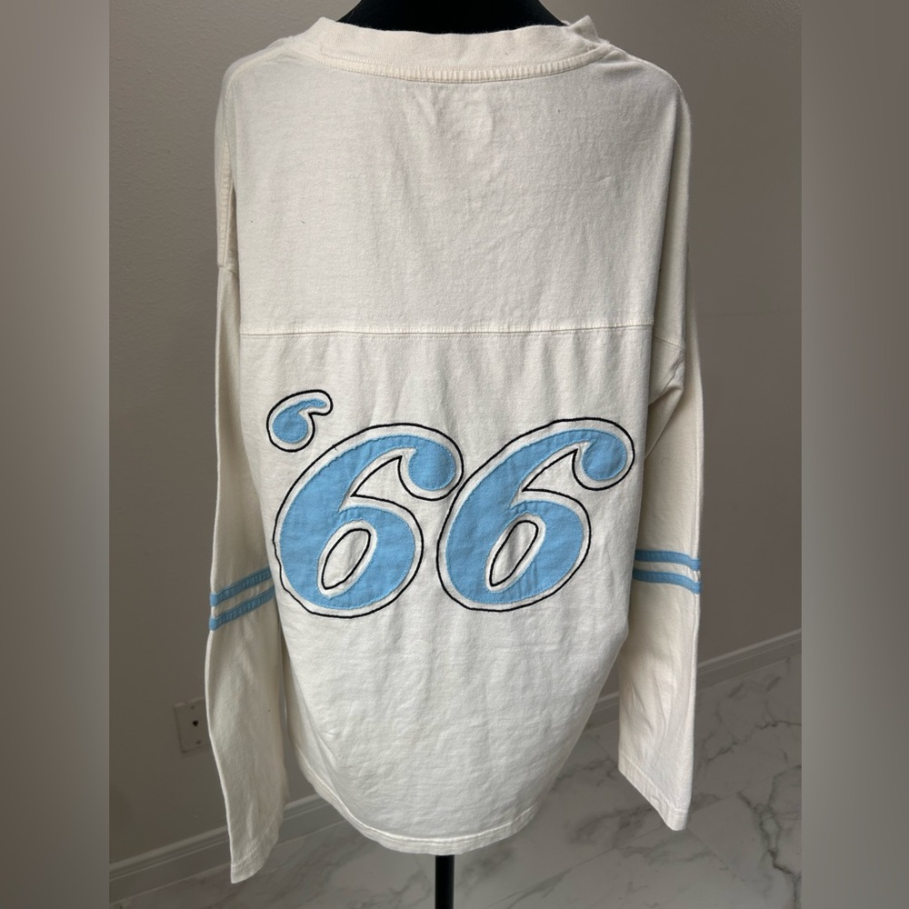 Pacsun Cream and Blue Ford Bronco Graphic Varsity Shirt, Size M - Picture 6 of 6